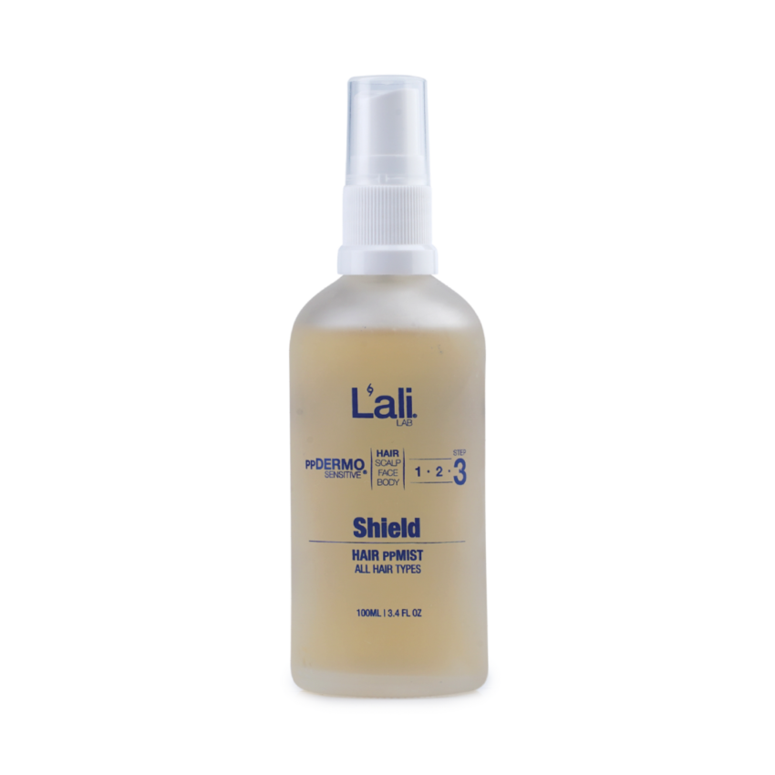 Shield, 100мл – натурален хидратиращ спрей за коса. Защитава от ефектите на градското замърсяване и UV стрес, регенерира и подобрява еластичността. Подходящ за всеки тип коса и ежедневна употреба.