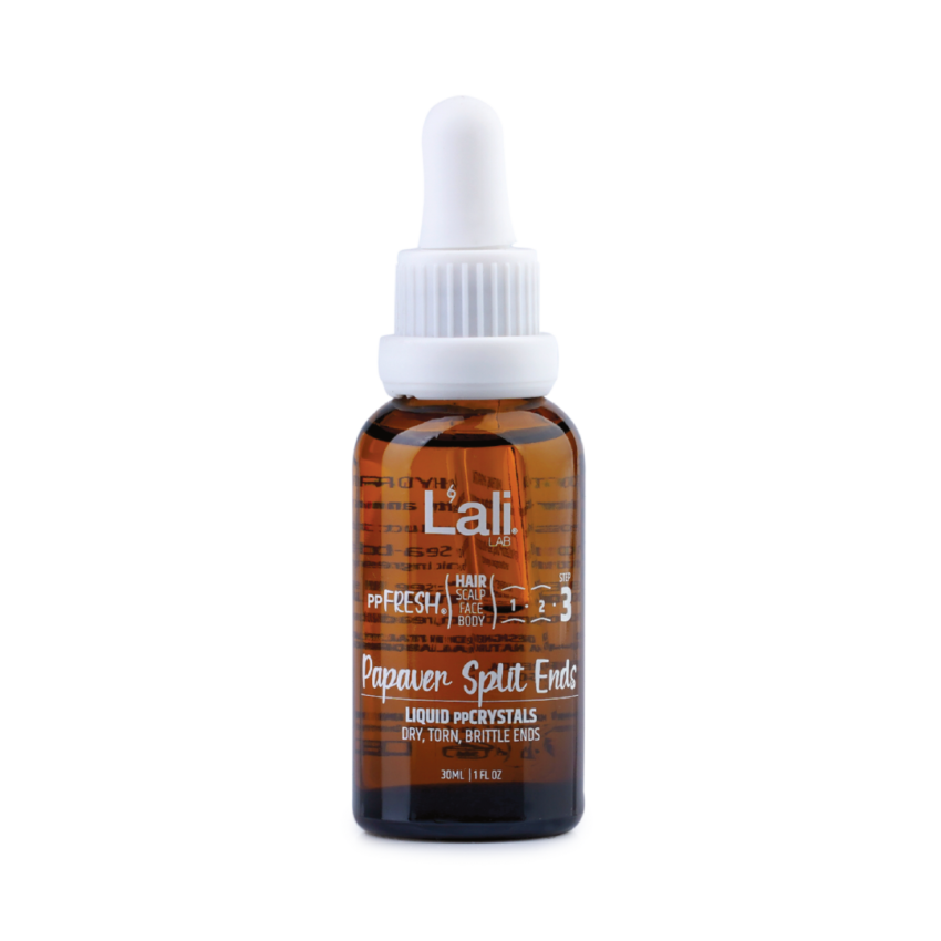 Papaver Split Ends, 30мл – натурални течни кристали за коса. Интензивно подхранват, хидратират и защитават сухите и накъсани краища. Подходящи за ежедневна употреба.