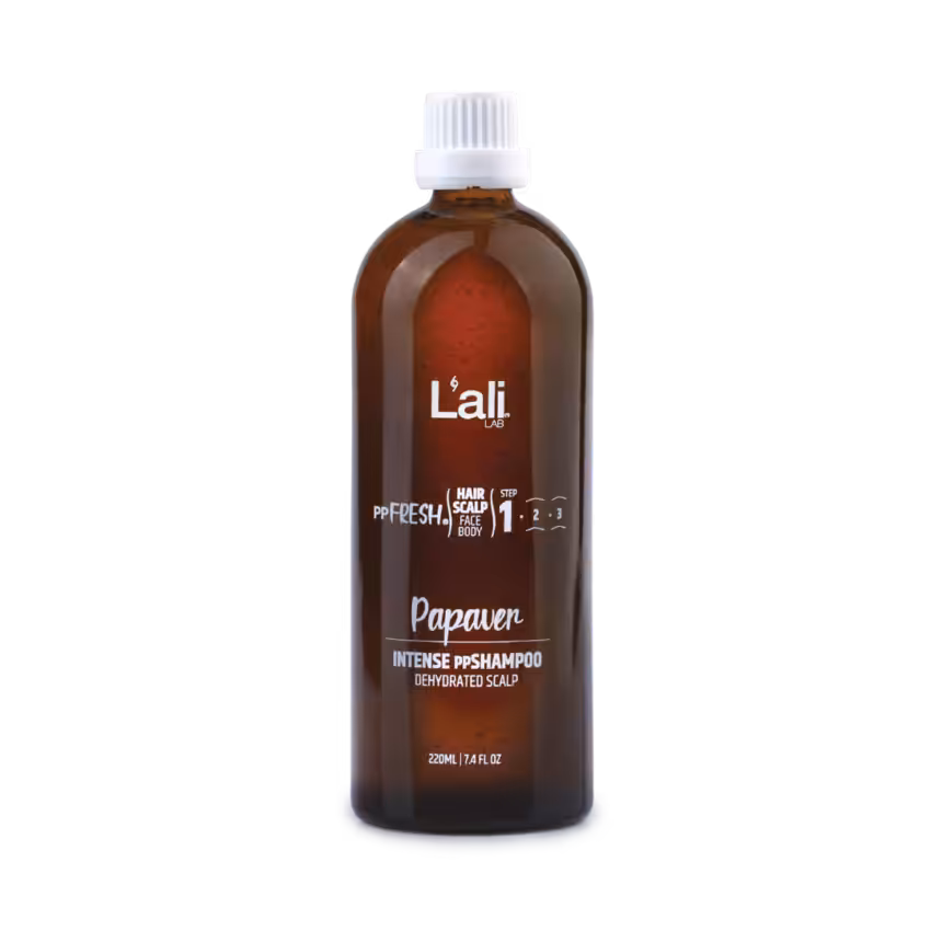 Papaver Intense ppSHAMPOO, 220мл – натурален мицеларен безсулфатен шампоан за дехидратиран скалп и суха коса. Дълбоко почиства, хидратира и възстановява. Подходящ за ежедневна употреба.