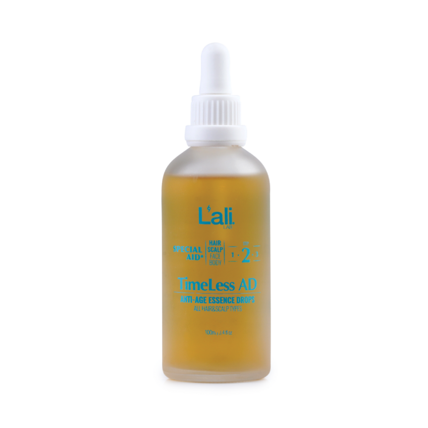 TimeLess AD, 100мл – анти-ейдж есенциални капки за коса и скалп. Забавят посивяването, подобряват еластичността, успокояват и балансират микробиома. Подходящи за всеки тип коса и скалп, включително чувствителен. Използвай след всяко миене на косата.