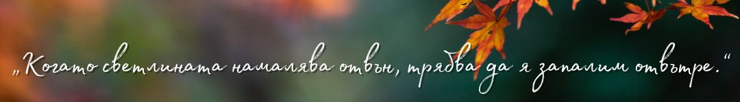„Когато светлината намалява отвън, трябва да я запалим отвътре.“